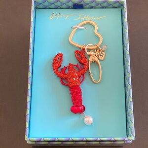 Betsey Johnson Crystal Red Lobster Gold Tone Keychain Bag Charm